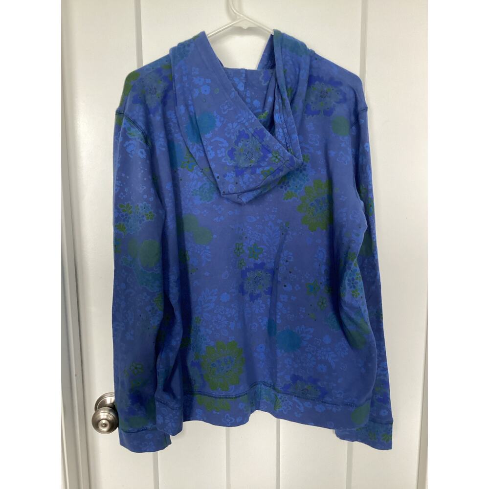 Vintage Fresh Produce Women's Floral Zip Up Kangaroo Pocket‎ Hoodie Blue Size XL - Picture 5 of 8